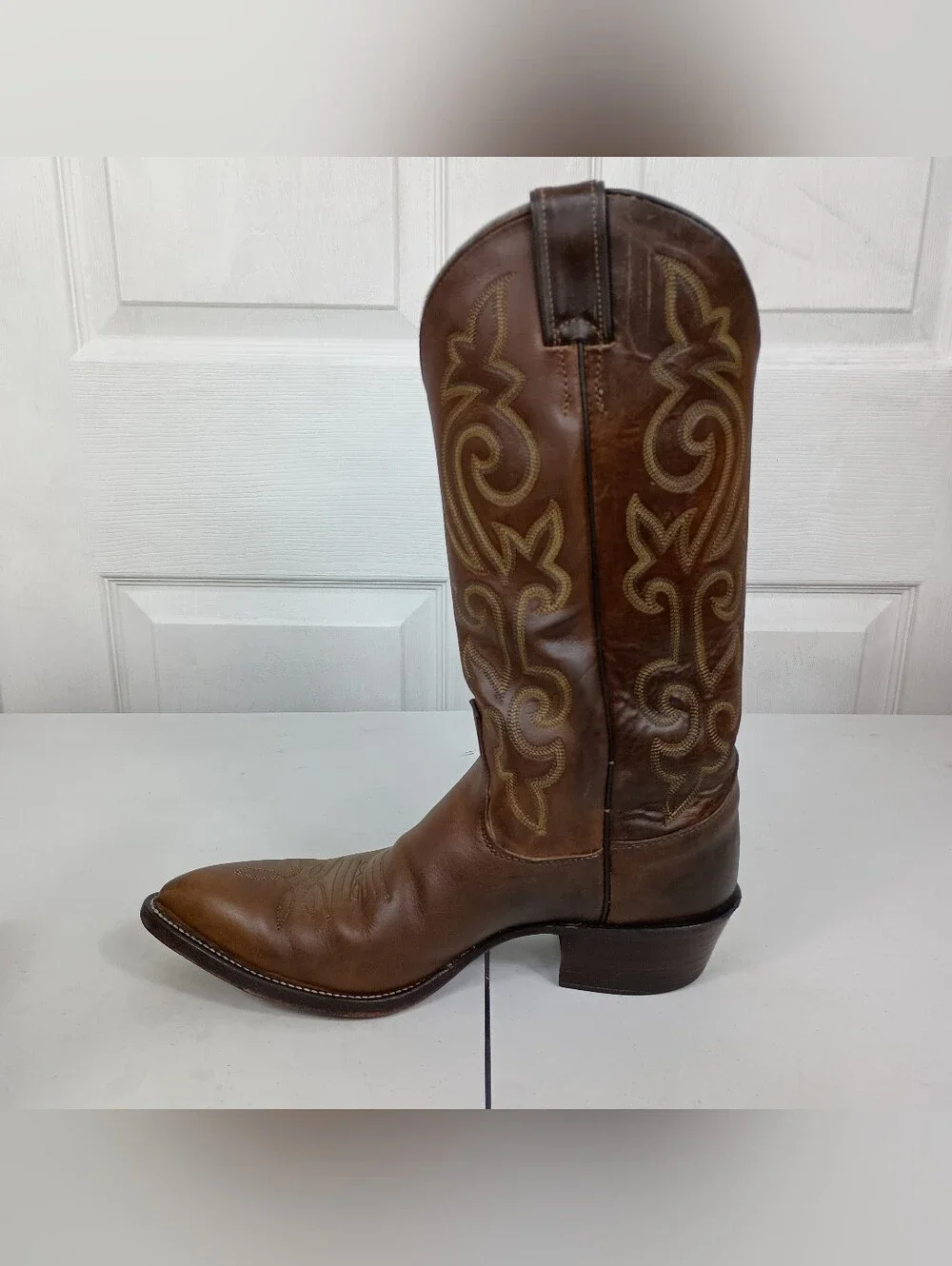 Justin Cowboy Boots 8D Mens Brown Leather Western Classic 13